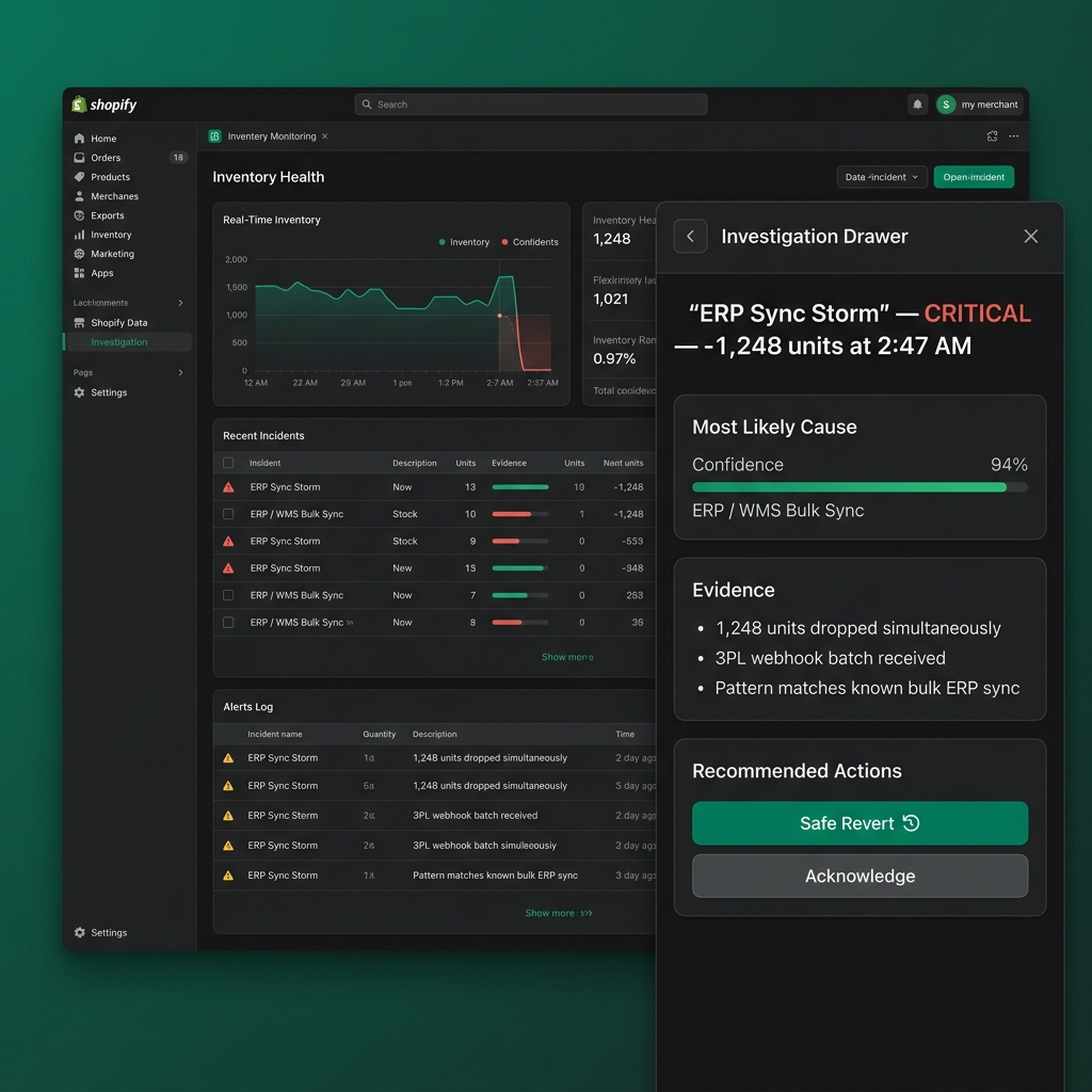 Inventory Guard Dashboard Investigation Drawer